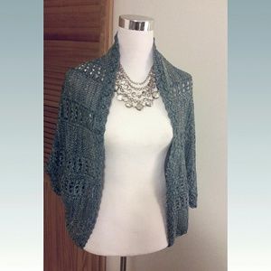 Lurex Blue &Tan Shrug Sweater